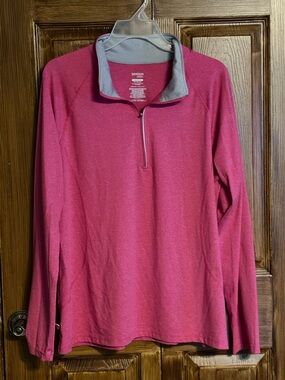 Danskin Now Raspberry Pink Half-Zip Pullover with Gray Trim